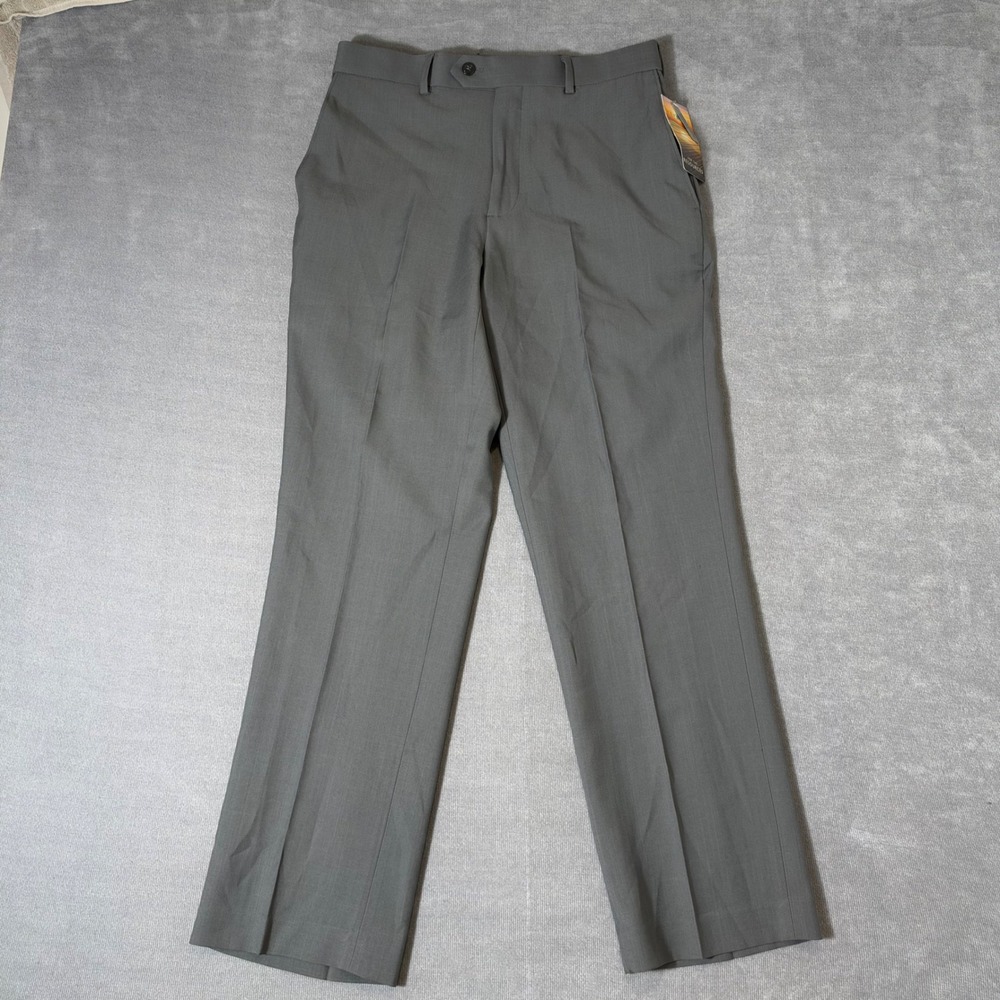 Covington The Perfect Pant Mens 30x30 Gray Flat Front Classic Fit Dress Pants